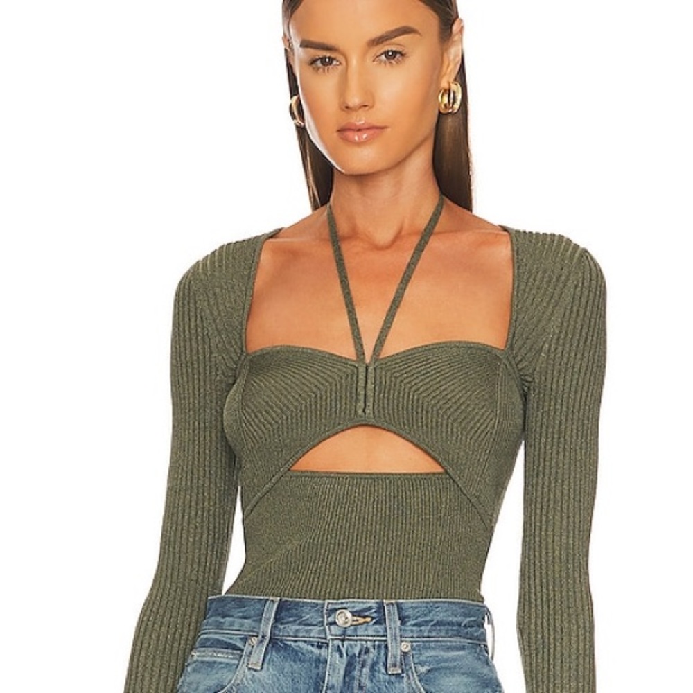 Alexia Marled Halter Tie Top in Olivine Multi SIMKHAI